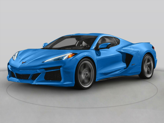 Front driver's side view of a Rapid Blue 2025 Chevy Corvette 3LZ